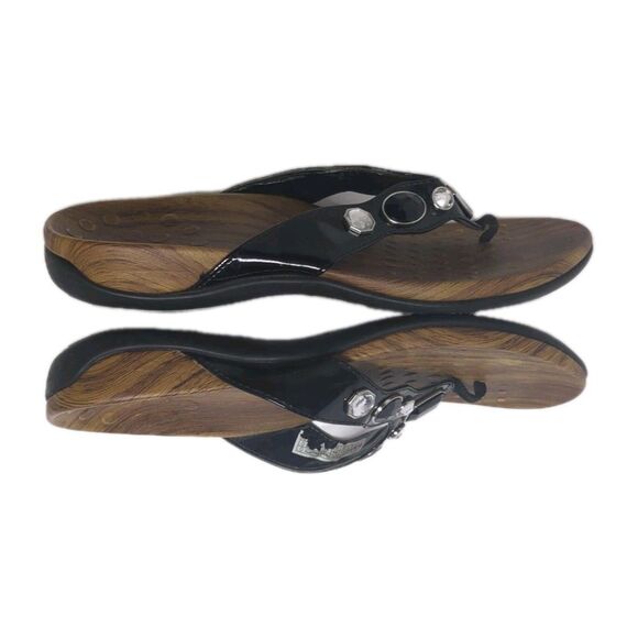 Vionic Sandals Women 8 Black Rest Eve Jeweled Arch Support Thong Flip Flop EU39 - Picture 9 of 13